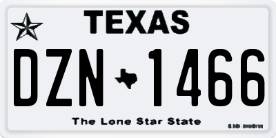 TX license plate DZN1466