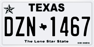 TX license plate DZN1467