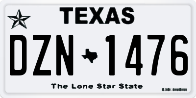 TX license plate DZN1476