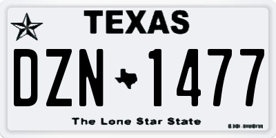 TX license plate DZN1477