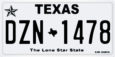TX license plate DZN1478