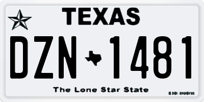 TX license plate DZN1481
