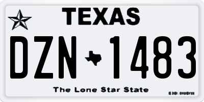 TX license plate DZN1483