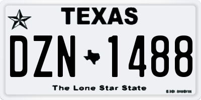 TX license plate DZN1488
