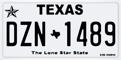 TX license plate DZN1489