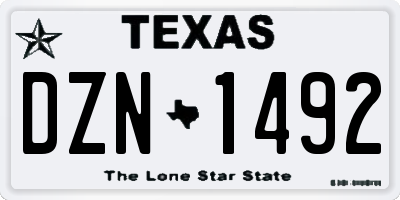 TX license plate DZN1492