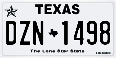 TX license plate DZN1498