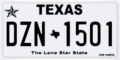 TX license plate DZN1501