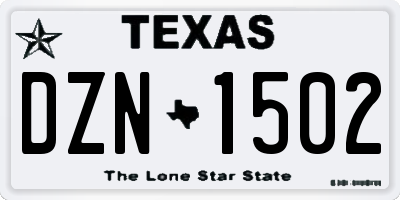TX license plate DZN1502