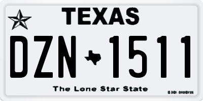 TX license plate DZN1511