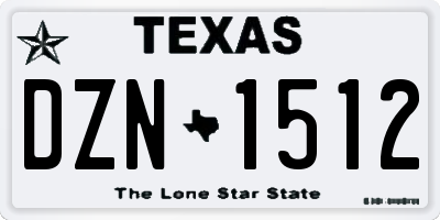TX license plate DZN1512