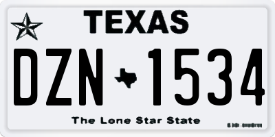 TX license plate DZN1534