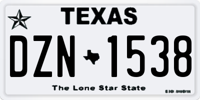 TX license plate DZN1538