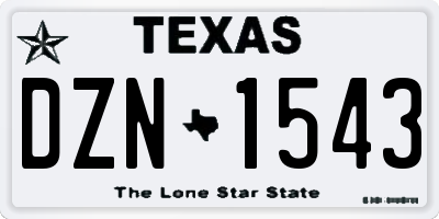 TX license plate DZN1543