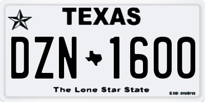 TX license plate DZN1600