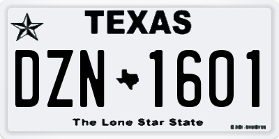 TX license plate DZN1601