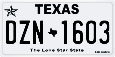TX license plate DZN1603
