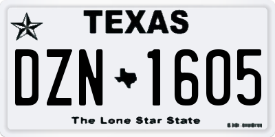 TX license plate DZN1605
