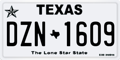 TX license plate DZN1609