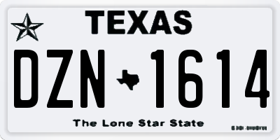 TX license plate DZN1614