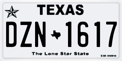 TX license plate DZN1617