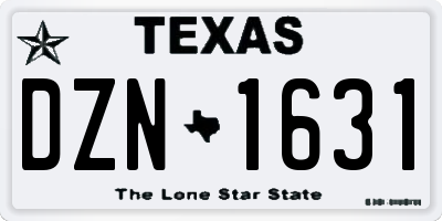 TX license plate DZN1631