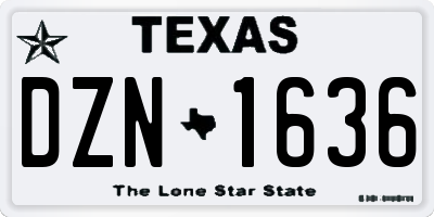 TX license plate DZN1636