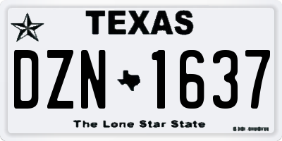 TX license plate DZN1637
