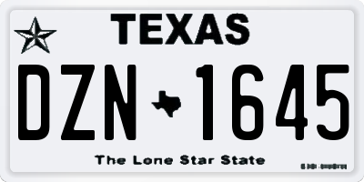 TX license plate DZN1645