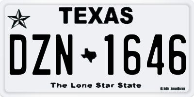 TX license plate DZN1646