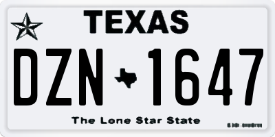 TX license plate DZN1647