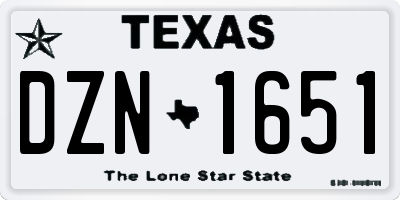 TX license plate DZN1651
