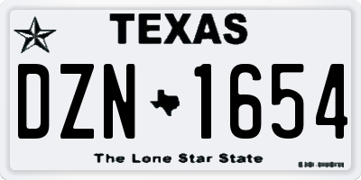 TX license plate DZN1654