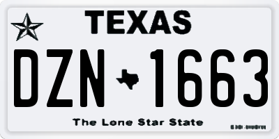 TX license plate DZN1663