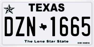 TX license plate DZN1665