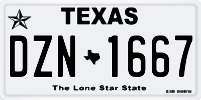 TX license plate DZN1667