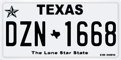 TX license plate DZN1668