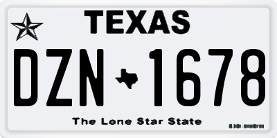 TX license plate DZN1678