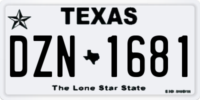 TX license plate DZN1681