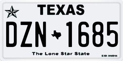 TX license plate DZN1685