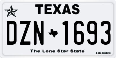 TX license plate DZN1693