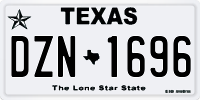 TX license plate DZN1696
