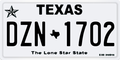 TX license plate DZN1702
