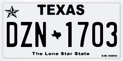 TX license plate DZN1703
