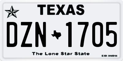 TX license plate DZN1705