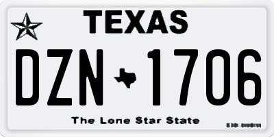TX license plate DZN1706