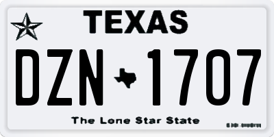TX license plate DZN1707