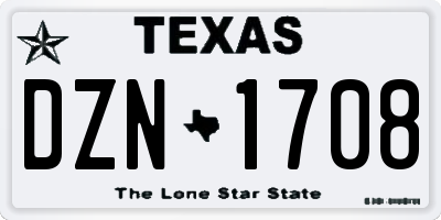 TX license plate DZN1708