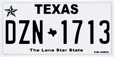 TX license plate DZN1713