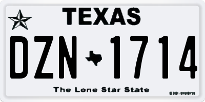 TX license plate DZN1714